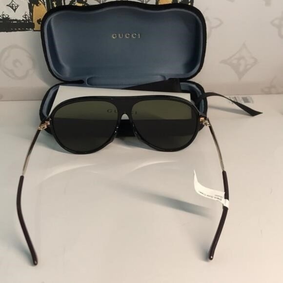 New Authentic Gucci Black Sunglasses with Green Lenses GG0829SA 002 - Picture 8 of 11
